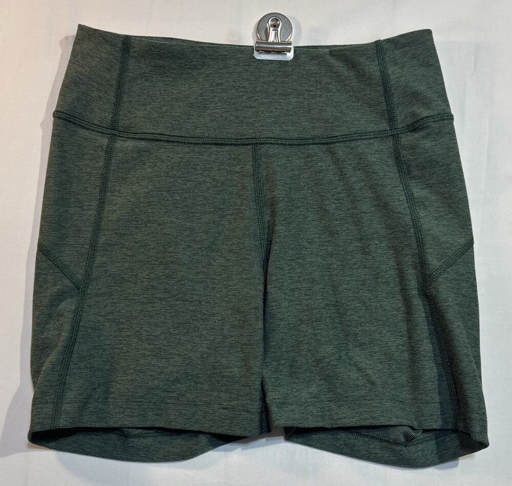 Outdoor Voices Biker Shorts XS Green Heather High Rise Side Pockets Active